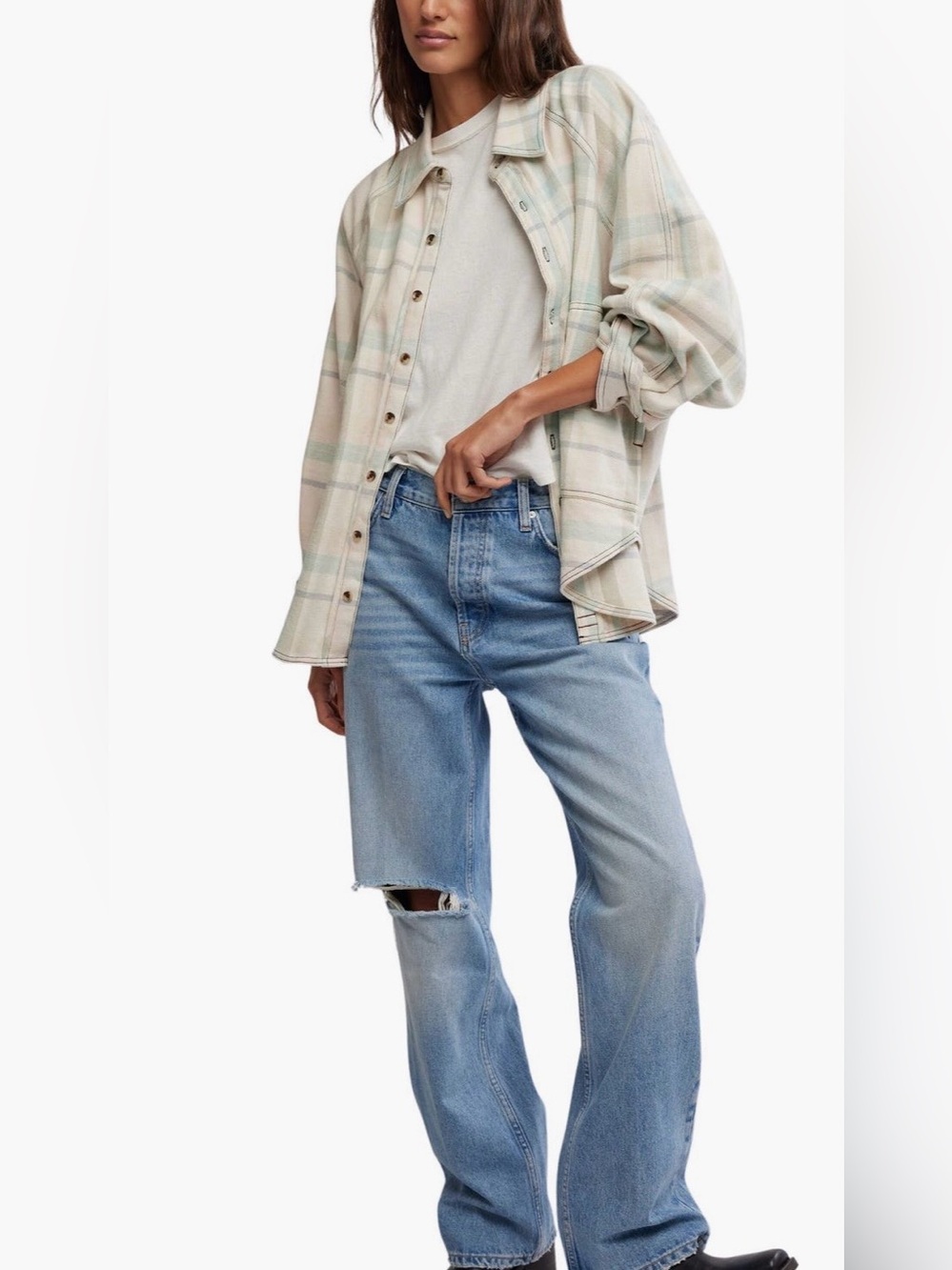 NWR FREE PEOPLE HOLLY RIPPED BOOTCUT JEANS CAMBRIDGE
